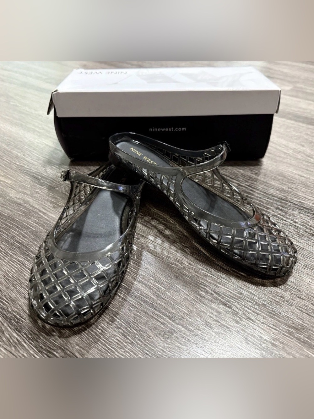 Nine West Smoky black / gray Jelly Mary Jane Mule size 9 NIB - Picture 3 of 8